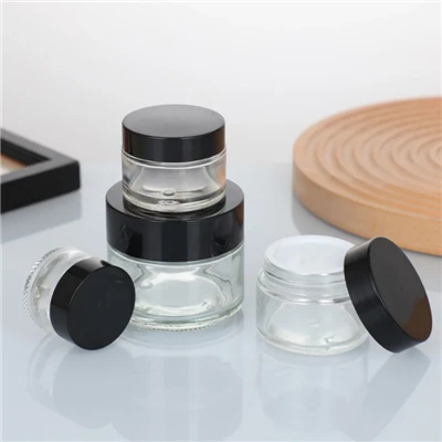 شیشه کرم صورت شفاف شیشه ای شیشه ای گرد شیشه های آرایشی درب دار 5 گرم تا 50 گرم